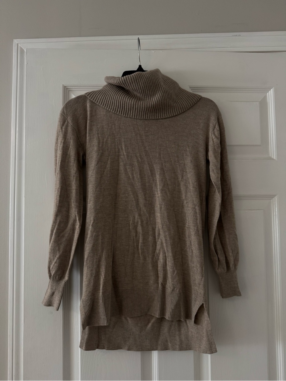 LOFT Taupe Cowl Neck Longline Sweater